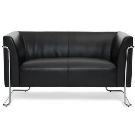 Canapé lounge CURACAO noir deux places avec structure en chrome brillant de hjh OFFICE