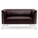 Canapé lounge marron CURACAO deux places avec structure en chrome brillant de hjh OFFICE