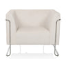 Fauteuil de salon Curacao Cord blanc avec revêtement en tissu côtelé et structure métallique argentée de hjh LIVING
