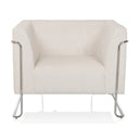 Fauteuil de salon Curacao Cord blanc avec revêtement en tissu côtelé et structure métallique argentée de hjh LIVING