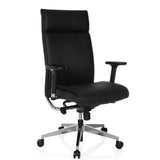 Siège de direction de qualité professionnelle CURYO en noir avec pied en étoile en métal brillant et accoudoirs rembourrés de hjh OFFICE