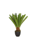 Plante artificielle verte CYCAS aux feuilles de fougère dans un pot noir de hjh OFFICE