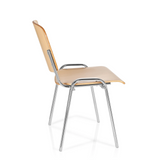 Chaise à quatre pieds XT 600 C H en hêtre avec structure en chrome de hjh OFFICE – vue à 360° (vue de profil 100°)