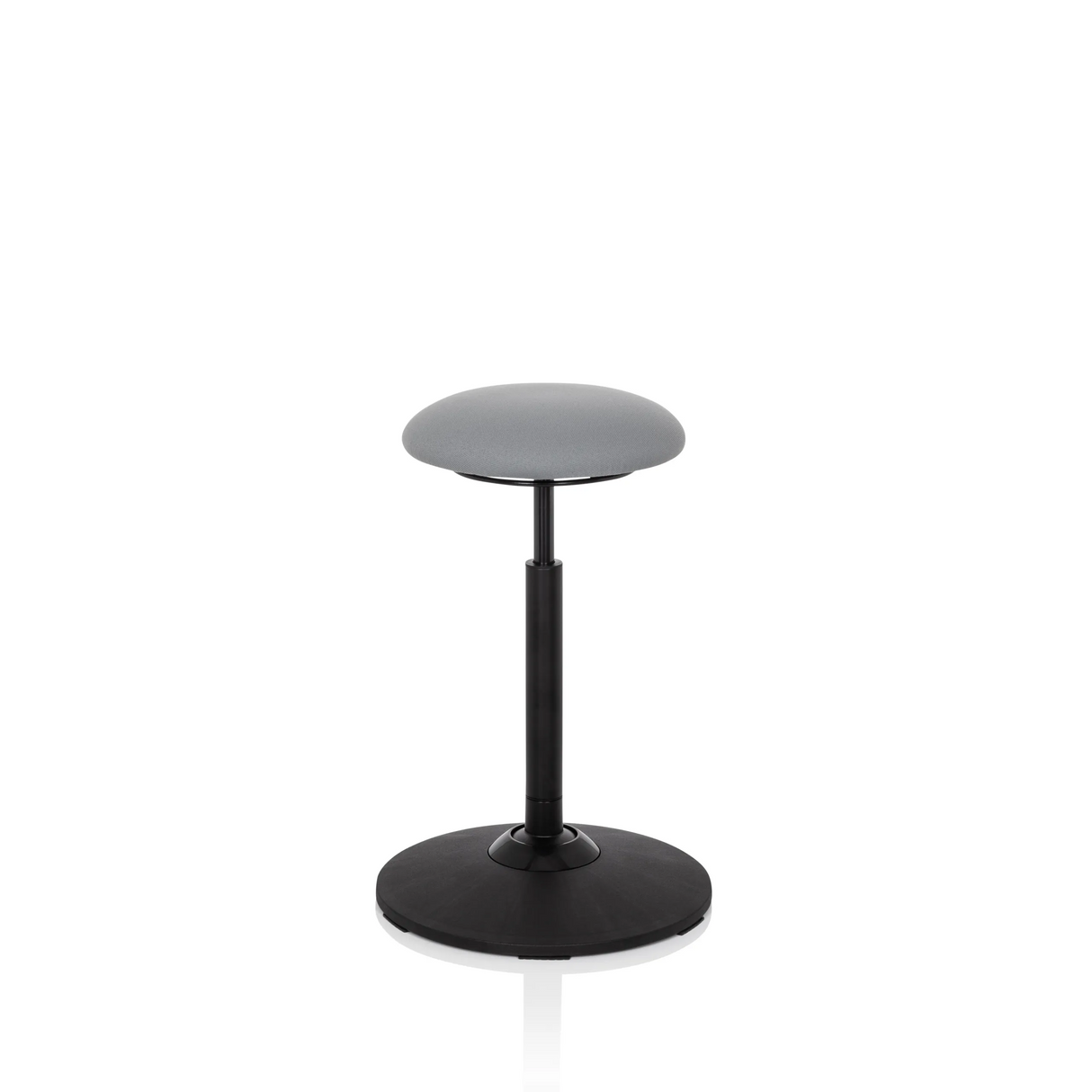 Siège assis-debout BALANCE SIT gris avec assise ronde et pied noir de hjh OFFICE – vue à 360° (vue de face 0°)