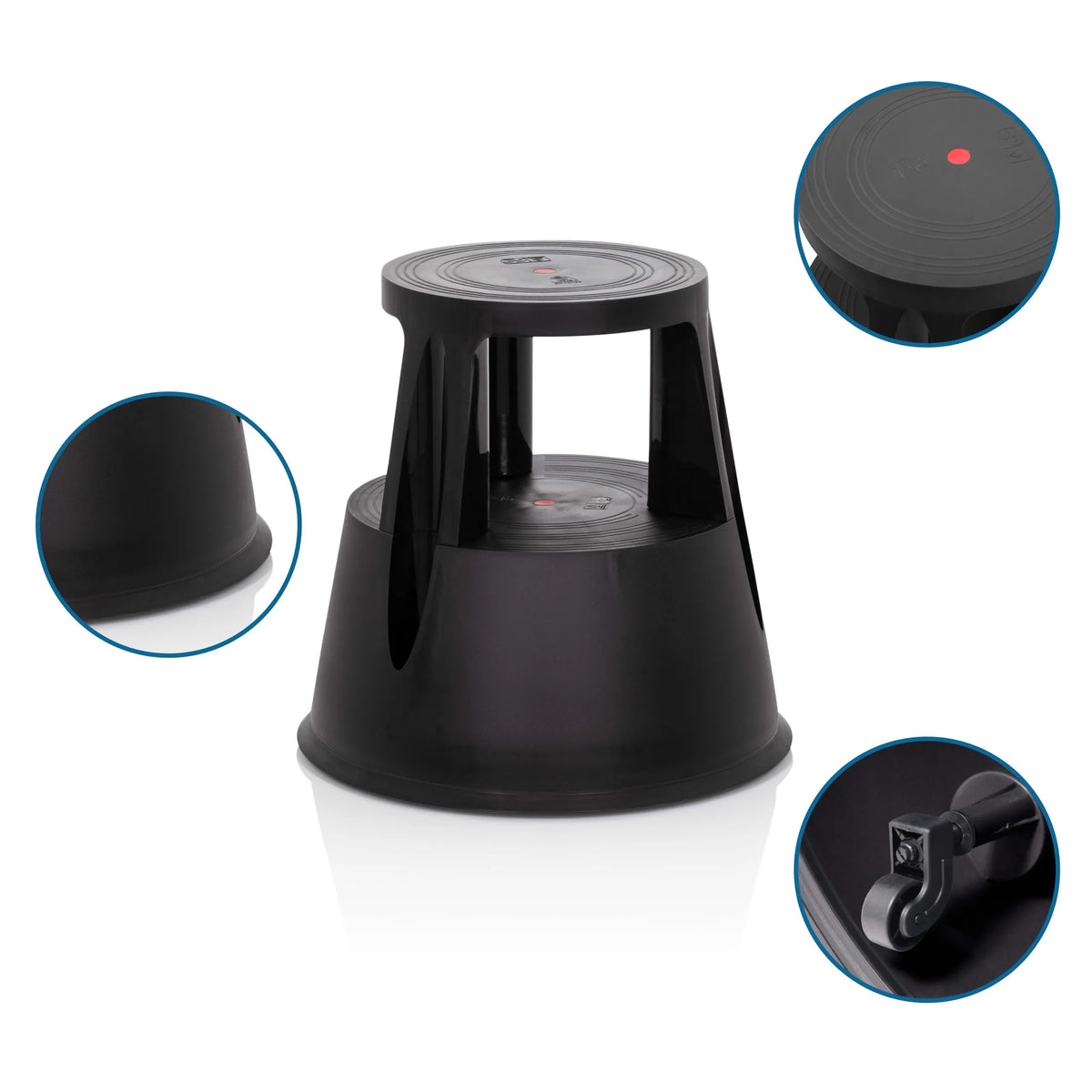 Tabouret marchepied TIO-M I noir avec roulettes et surfaces antidérapantes de hjh OFFICE