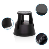Tabouret marchepied TIO-M I noir avec roulettes et surfaces antidérapantes de hjh OFFICE