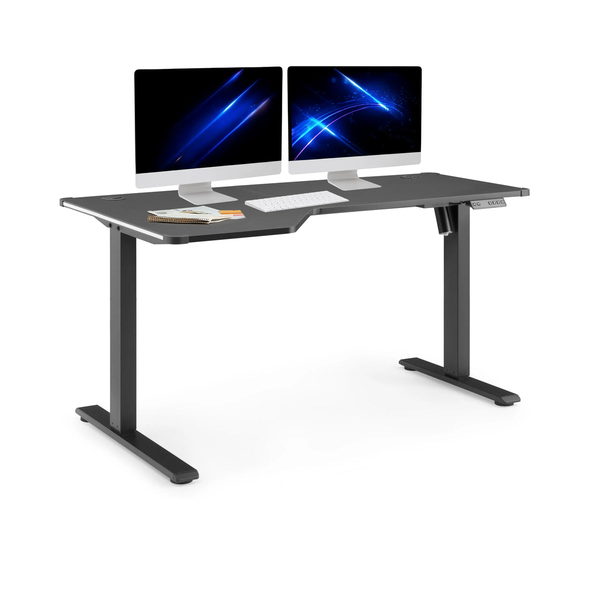 Bureau réglable en hauteur électriquement Worktime Game en noir avec plateau en L de hjh OFFICE