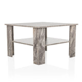 Table basse grise BISMO avec une étagère effet marbre de hjh LIVING – vue à 360° (vue de trois quarts avant 30°)