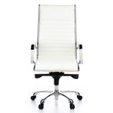 Siège de direction PARMA 20 blanc crème, surpiqûres croisées et base à cinq roulettes de hjh OFFICE – vue à 360° (vue de face 0°)