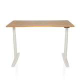 Bureau réglable en hauteur électriquement STAND PRO R en chêne avec pieds blancs de hjh OFFICE – vue à 360° (vue de face 0°)