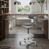 Chaise de travail TOP WORK 40 W en gris foncé avec étoile blanche et repose-pieds de hjh OFFICE (image générée par IA)