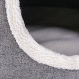 Revêtement en tissu gris et bord en peluche blanc et doux de la grotte pour chat PAWY R de hjh LIVING