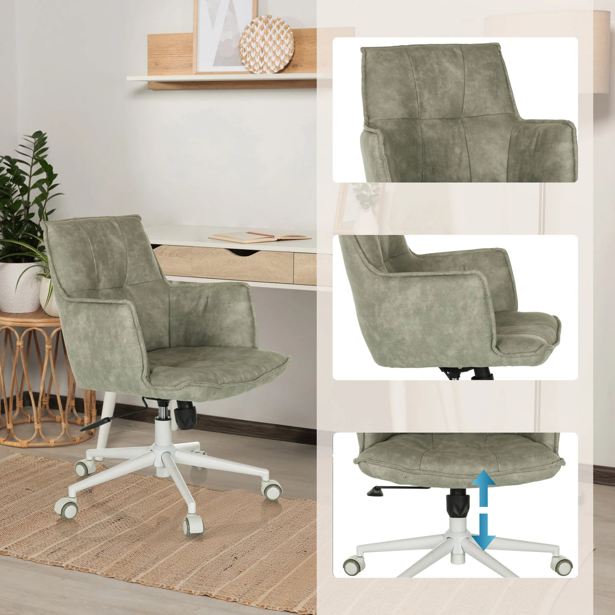 Siège de bureau à domicile SOLAO LIFE W gris avec rembourrage et base réglable en hauteur de hjh LIVING