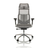 Siège de bureau haut de gamme POFIT GEN2 gris clair avec dossier en maille et piètement à cinq roulettes de hjh OFFICE – vue à 360° (vue de face 0°)
