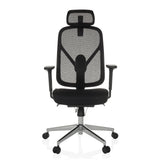 Siège de bureau de qualité professionnelle RALOO PRO noir avec dossier en maille et base à cinq roulettes de hjh OFFICE – vue à 360° (vue de face 0°)