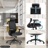 Appui-tête, accoudoirs et hauteur d'assise réglables du siège de bureau de qualité professionnelle Profondo F de hjh OFFICE (image générée par IA)