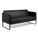 Canapé lounge ARUBA BLACK noir avec surpiqûres en losange et structure métallique de hjh OFFICE – vue à 360° (vue arrière 180°)