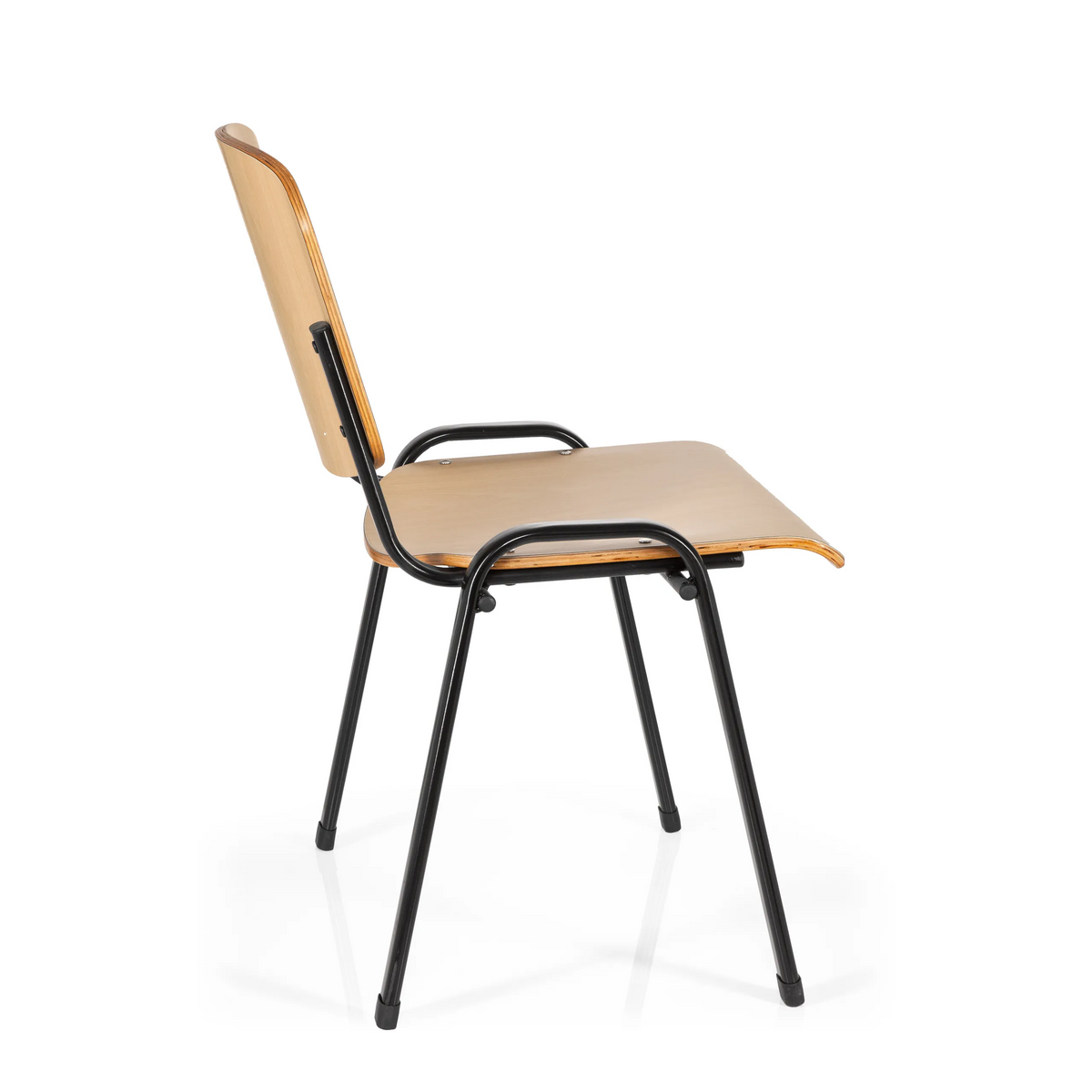 Chaise à quatre pieds XT 600 SW H avec assise et dossier en hêtre et structure noire de hjh OFFICE – vue à 360° (vue de profil 100°)