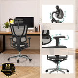 Appui-tête, accoudoirs et hauteur d'assise réglables du siège de direction de luxe ERGOHUMAN SLIM ULTRA GEN2 en noir de hjh OFFICE