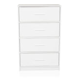 Commode blanche ESTORIA avec quatre tiroirs et des poignées simples de hjh LIVING – vue à 360° (vue de face 15°)