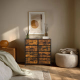 Commode RAGALA LIGHT en chêne fumé avec huit tiroirs et cadre noir de hjh LIVING
