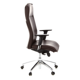 Siège de direction de luxe MURANO 20 marron foncé avec accoudoirs et pied à cinq roulettes de hjh OFFICE – vue à 360° (vue de profil 80°)