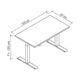 Dessin technique du bureau XMST 612 S de 120 × 67 cm de hjh OFFICE PRO