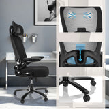 Siège pivotant XXL INSTRUCTOR SW I PRO en noir avec dossier en maille, support lombaire réglable et roulettes de hjh OFFICE