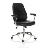 Siège de direction pour bureau à domicile THEO I noir avec dossier capitonné et base à cinq roulettes de hjh OFFICE – vue à 360° (vue de trois quarts avant 30°)