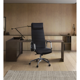 Siège de direction de luxe ASPERA 20 en noir avec rembourrage côtelé et accoudoirs brillants de hjh OFFICE
