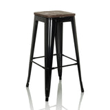 Tabouret de bar VANTAGGIO HIGH WS noir avec une assise aspect bois et repose-pieds de hjh OFFICE – vue à 360° (vue de trois quarts avant 30°)