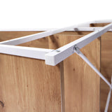 Liaison entre le cadre en métal blanc et le plateau en chêne du bureau Easy Up3 de hjh LIVING