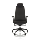 Siège de bureau de qualité professionnelle YUCANO noir, dossier maille, appuie-tête et base à 5 roulettes de hjh OFFICE – vue à 360° (vue de face 0°)