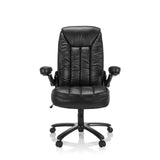 Siège pivotant XXL INSTRUCTOR III noir en similicuir avec pied en étoile et cinq roulettes de hjh OFFICE – vue à 360° (vue de face 0°)