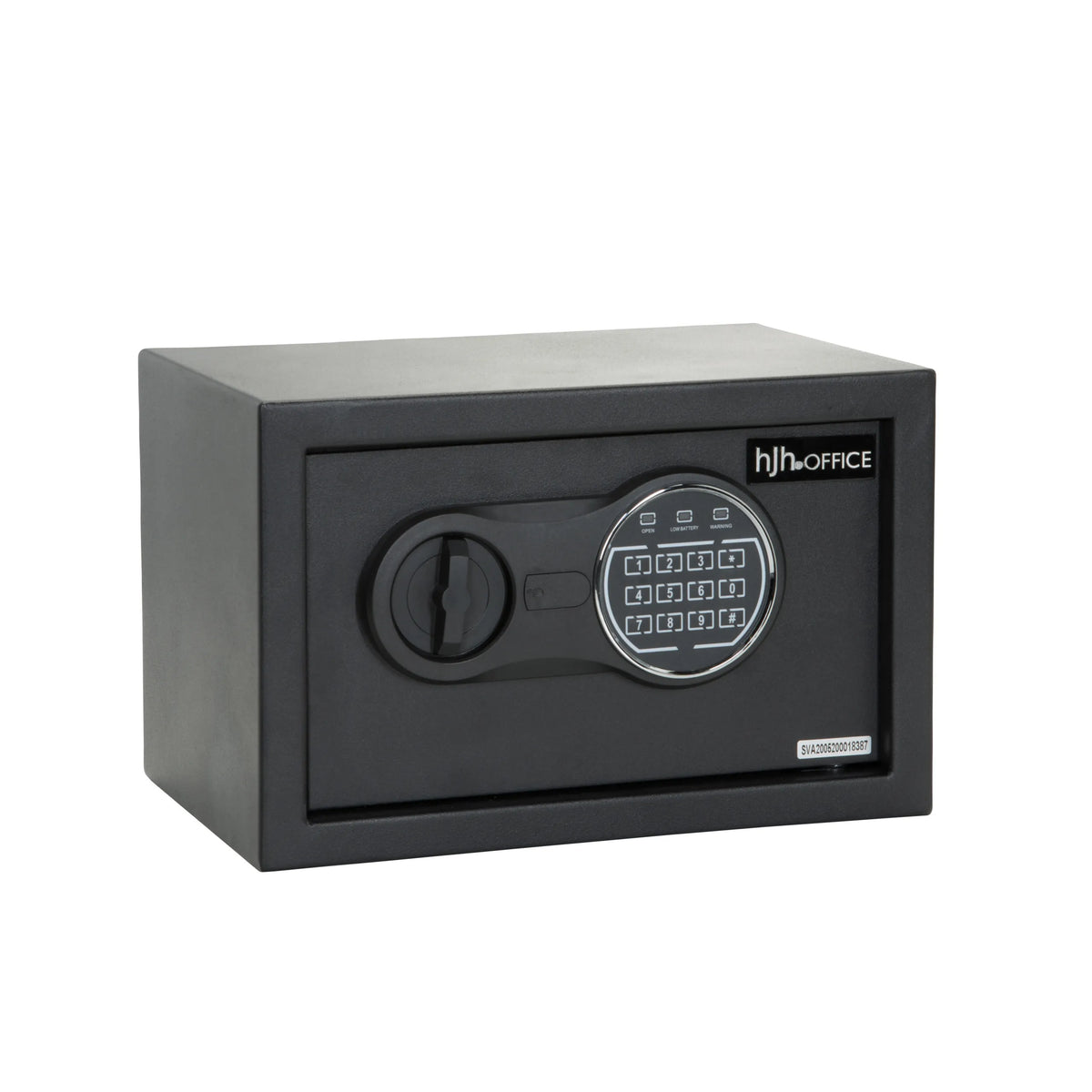 Coffre-fort noir SAFE COMPACT III avec serrure à combinaison et poignée rotative de hjh OFFICE – vue à 360° (vue de face 0°)