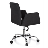 Siège de bureau à domicile FLOW noir avec accoudoirs et pied à cinq roulettes brillant de hjh OFFICE – vue à 360° (vue de trois quarts arrière 120°)