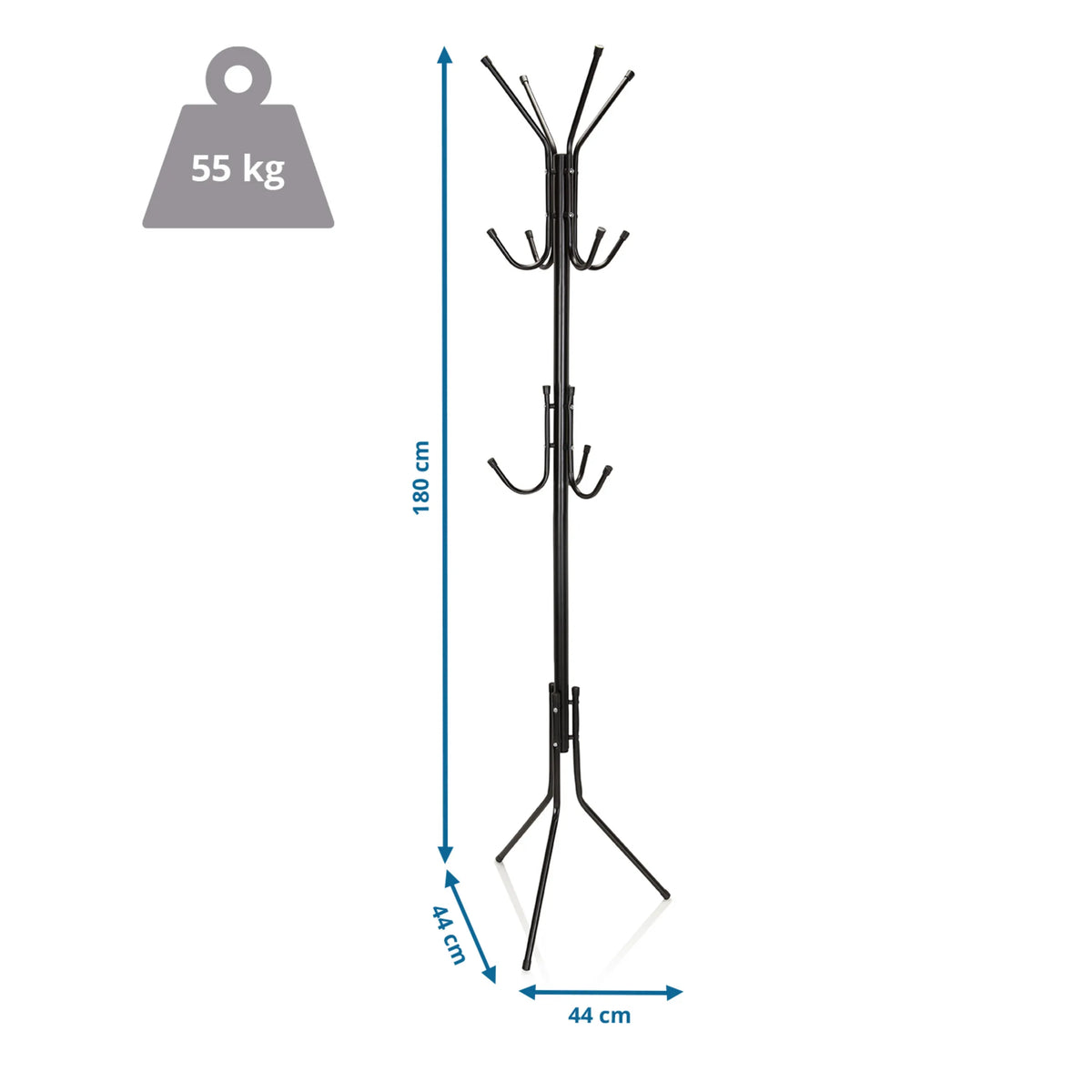Dessin dimensionnel du Portemanteau SPACE IV d'une hauteur de 180 cm de hjh OFFICE