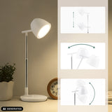 Réglage de la hauteur et de l'inclinaison de la lampe de bureau Lumanova D3 en blanc de hjh OFFICE (image générée par IA)