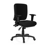Siège de bureau de qualité professionnelle ZENIT BASE noir avec accoudoirs et pied à cinq roulettes de hjh OFFICE – vue à 360° (vue de trois quarts avant 40°)
