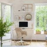 Beiger Homeoffice-Bürostuhl SOLAO HOME mit Rollen und schalenförmiger Sitzfläche von hjh LIVING
