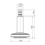 Dessin technique du patin de chaise STATO-M avec un diamètre de 60 mm de hjh OFFICE