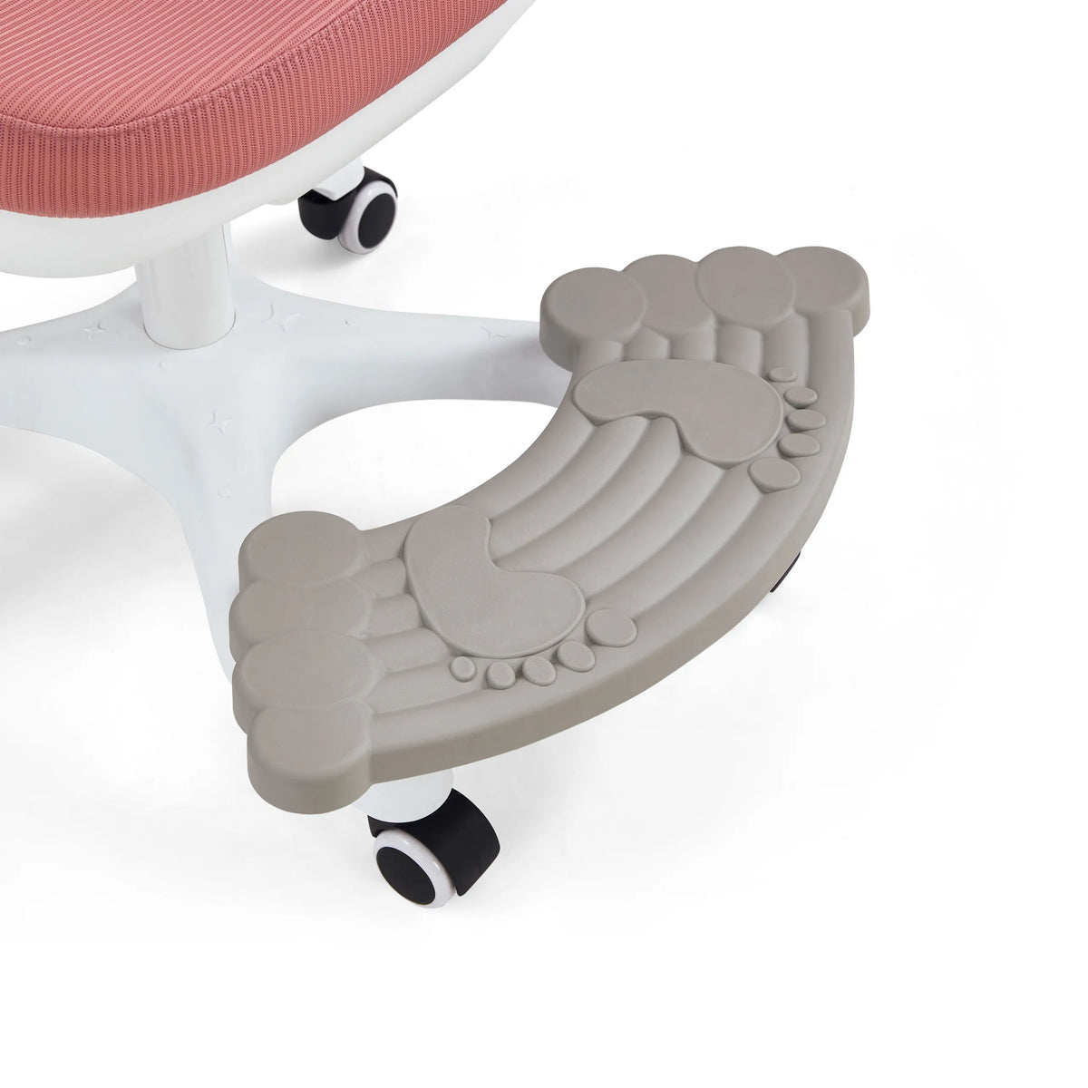 Repose-pieds gris de la chaise pivotante pour des enfants Kiddy Smart Step avec des creux structurés sur un pied en étoile blanc de hjh OFFICE