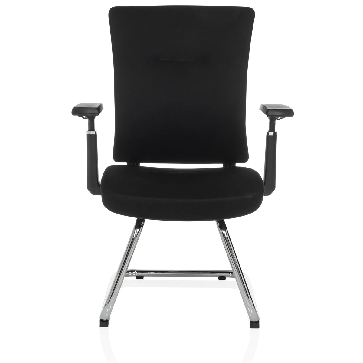 Schwarzer Freischwinger CAPTIVO PRO V mit Armlehnen und Stoffbezug von hjh OFFICE – 360-Grad-Ansicht (Frontansicht 0°)