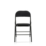 Chaise pliante TUDELA II noire avec rembourrage en tissu de hjh OFFICE – vue à 360° (vue de face 0°)