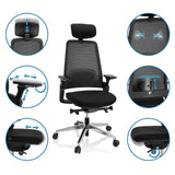 Différentes options de réglage du Siège de bureau de qualité professionnelle BRACIO en noir de hjh OFFICE