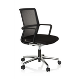 Siège de bureau de qualité professionnelle MOVE-TEC NET 3D noir avec dossier en maille et base à cinq roulettes de hjh OFFICE – vue à 360° (vue de trois quarts avant 60°)