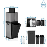 Dessin dimensionnel de la Poubelle CLEAN 3 avec une hauteur de 91 cm et un volume de 32 l de hjh OFFICE