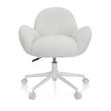 Chaise pivotante pour des enfants KID TEDDY I blanche avec revêtement texturé et base à cinq roulettes de hjh OFFICE – vue à 360° (vue de face 0°)