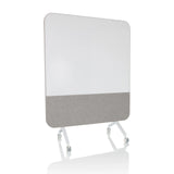 Tableau blanc VISION BOARD gris avec surface d'écriture blanche et roulettes de hjh OFFICE – vue à 360° (vue de face 15°)