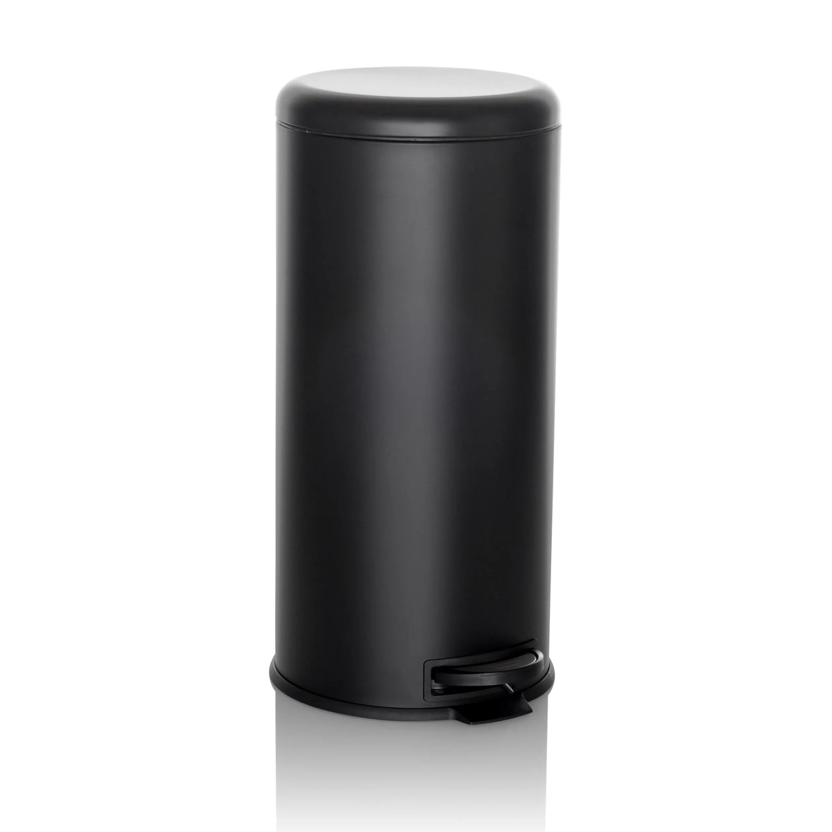Poubelle CLEAN STEP noire avec couvercle et pédale de hjh OFFICE – vue à 360° (vue de trois quarts avant 30°)